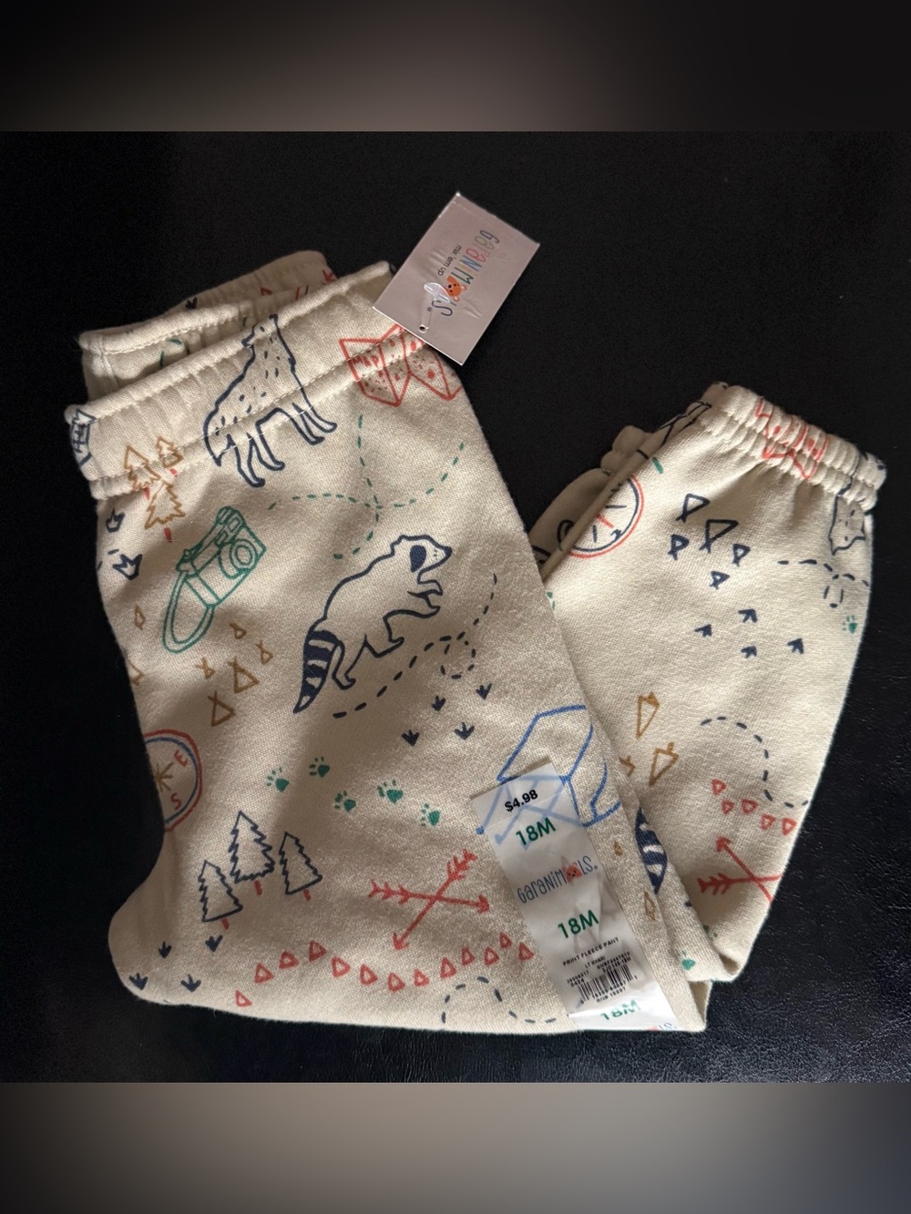 Baby sweat Pants with Woodland Animal Print - Cream, Navy, Green